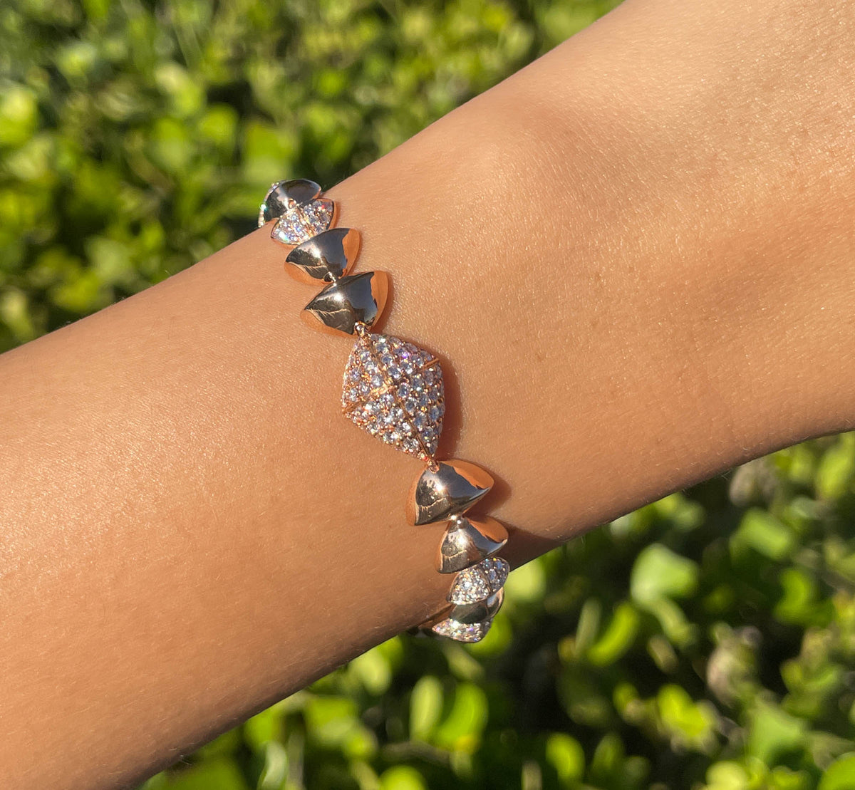 JAY FEDER 18K ROSE GOLD DIAMOND GEOMETRIC BRACELET