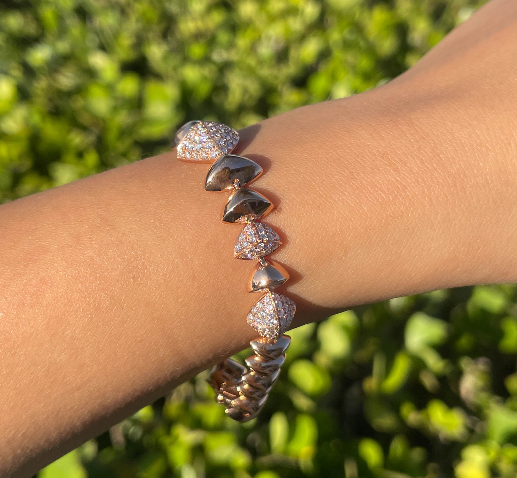 JAY FEDER 18K ROSE GOLD DIAMOND GEOMETRIC BRACELET