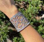 JAY FEDER 18K WHITE GOLD DIAMOND TAPERED CUFF BRACELET