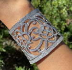 JAY FEDER 18K WHITE GOLD DIAMOND TAPERED CUFF BRACELET