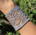 JAY FEDER 18K WHITE GOLD DIAMOND TAPERED CUFF BRACELET