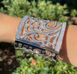 JAY FEDER 18K WHITE GOLD DIAMOND TAPERED CUFF BRACELET