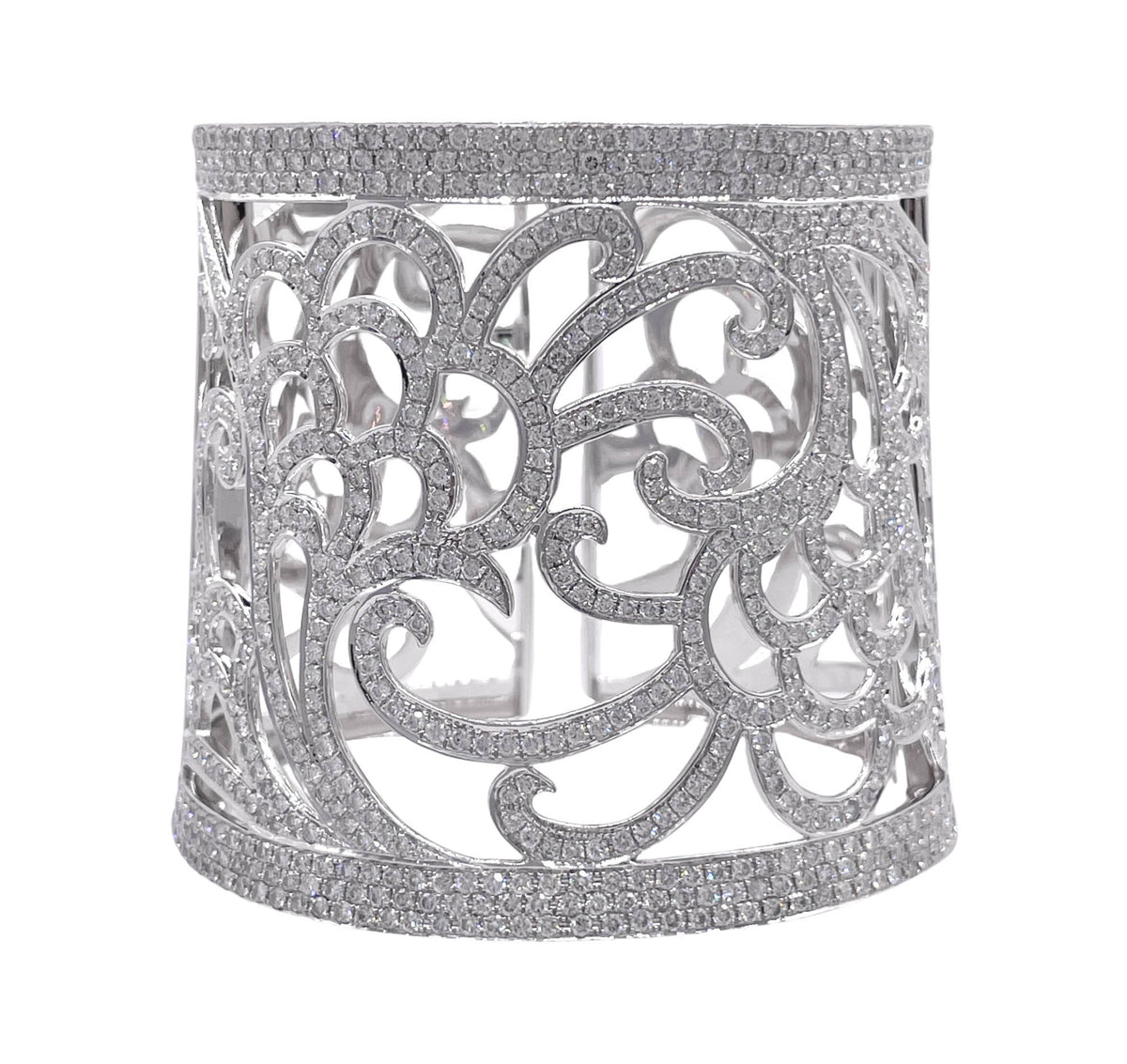 JAY FEDER 18K WHITE GOLD DIAMOND TAPERED CUFF BRACELET