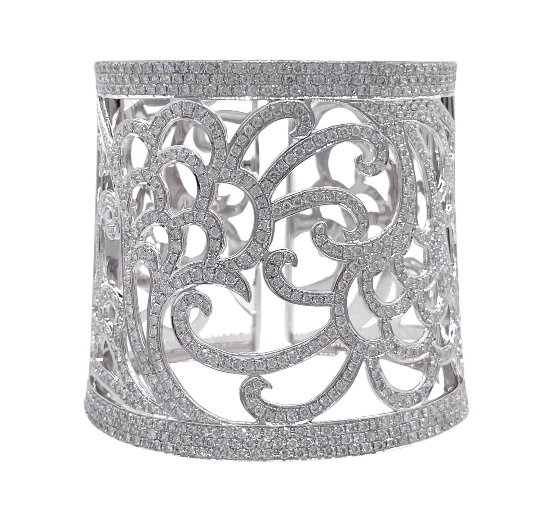 JAY FEDER 18K WHITE GOLD DIAMOND TAPERED CUFF BRACELET