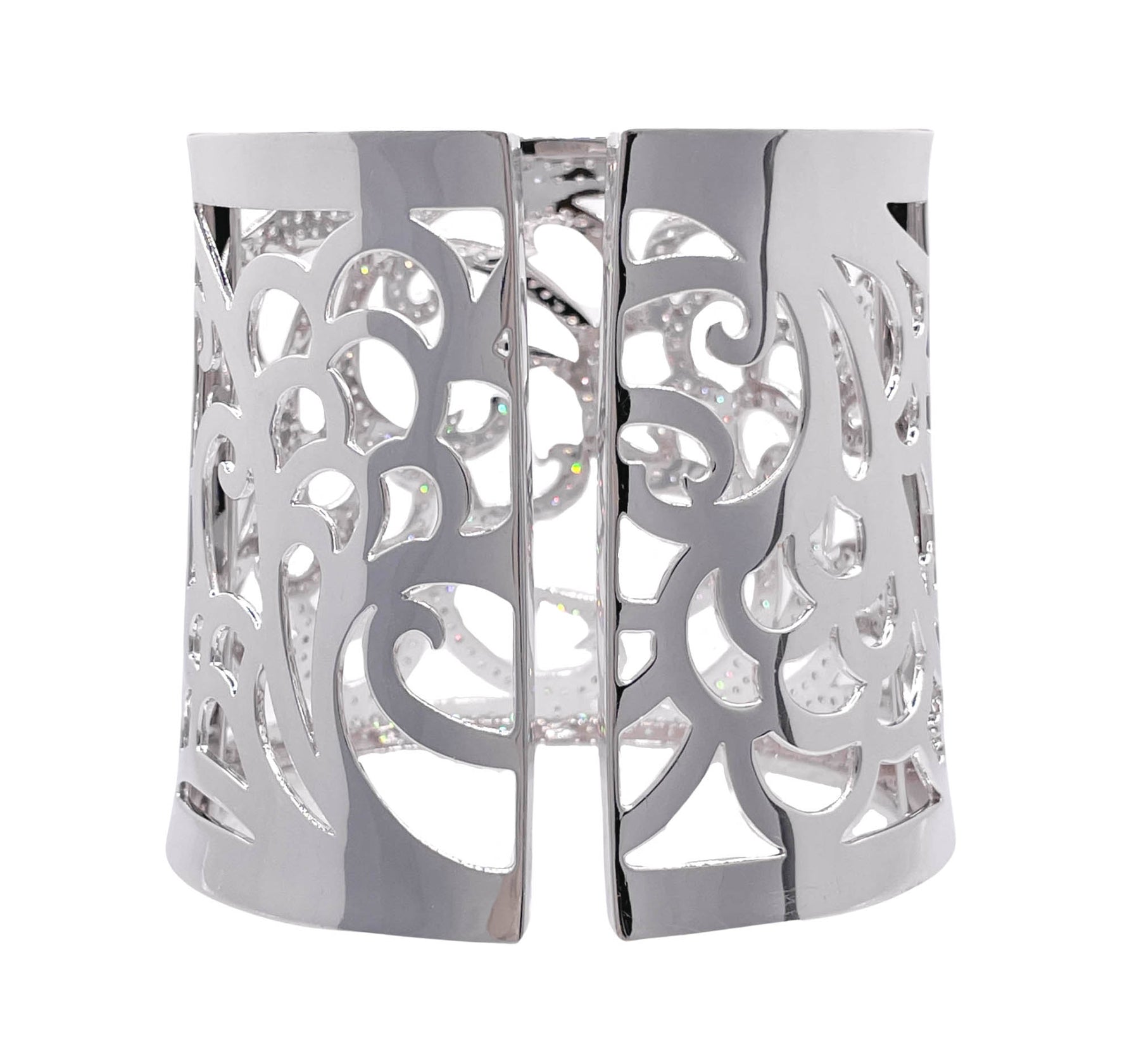 JAY FEDER 18K WHITE GOLD DIAMOND TAPERED CUFF BRACELET