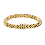 Jay Feder 18K Two Tone Gold Diamond Braided Station Bracelet