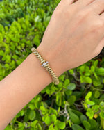 Jay Feder 18K Two Tone Gold Diamond Braided Station Bracelet