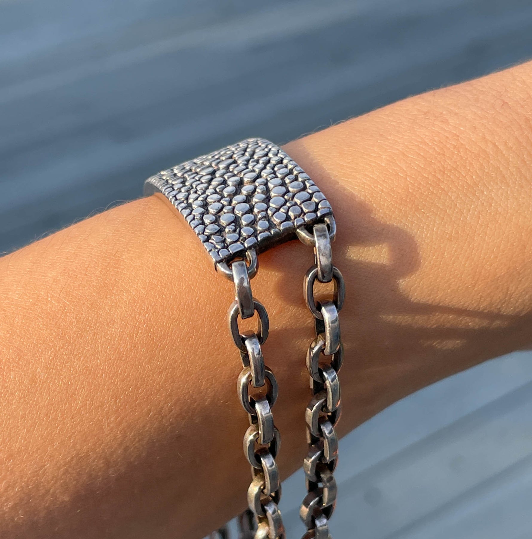 Jay Feder Sterling Silver Gents Zina Double Chain Bracelet