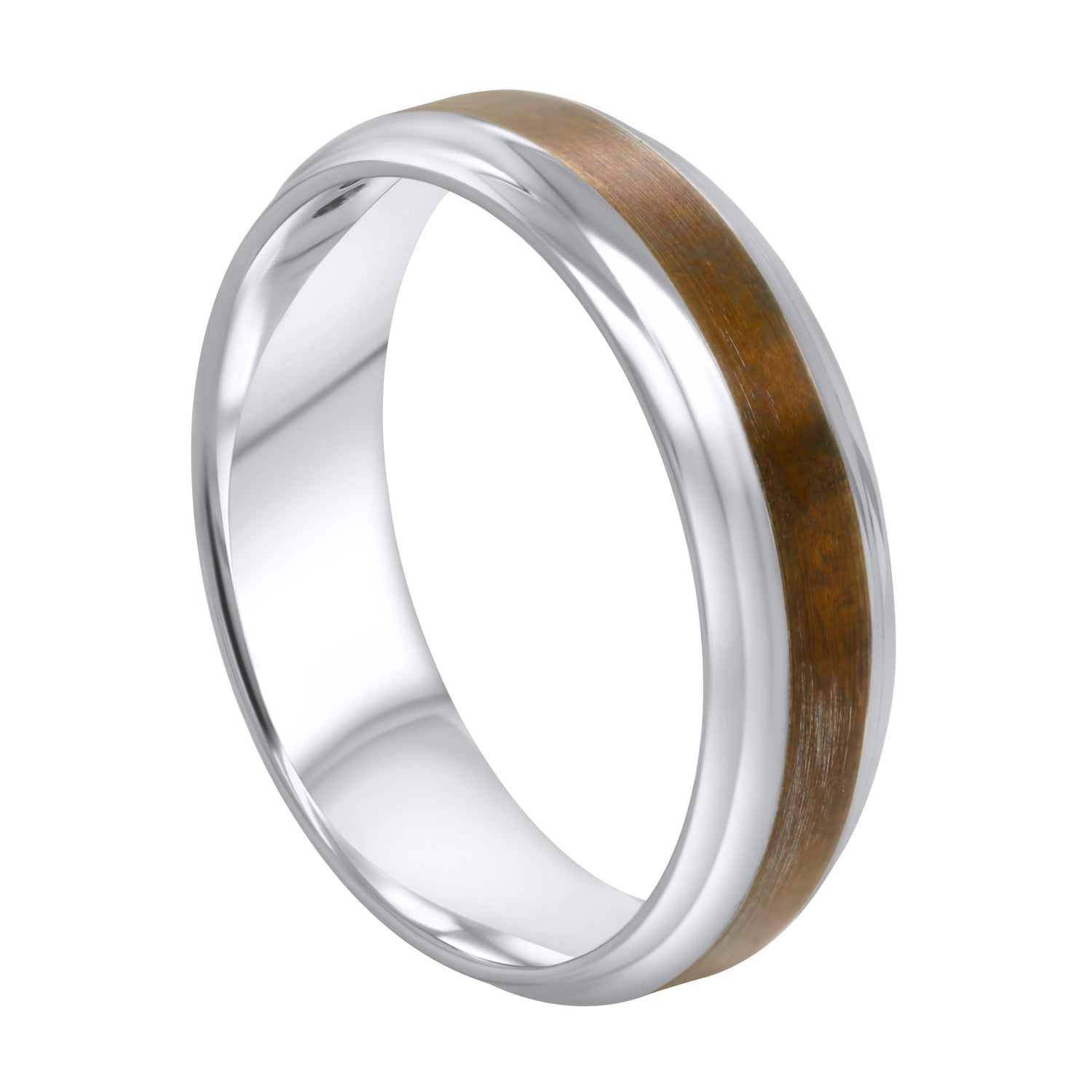 Jay Feder 14K White Gold 6MM Band Matte Center Polished Round Edge Ring - Jay Feder Jewelers