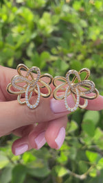 SOFRAGEM 18K YELLOW GOLD DIAMOND FLOWER EARRINGS