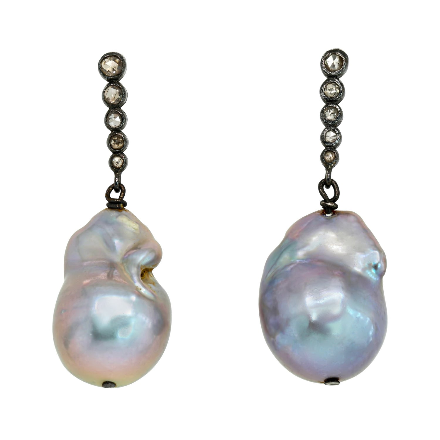 Jay Feder Sterling Silver Grey Pearl Drop Earrings
