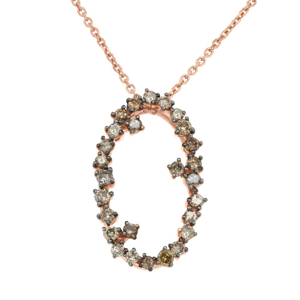 Suzanne Kalan 14K Rose Gold Champagne Diamond Starburst Oval Pendant