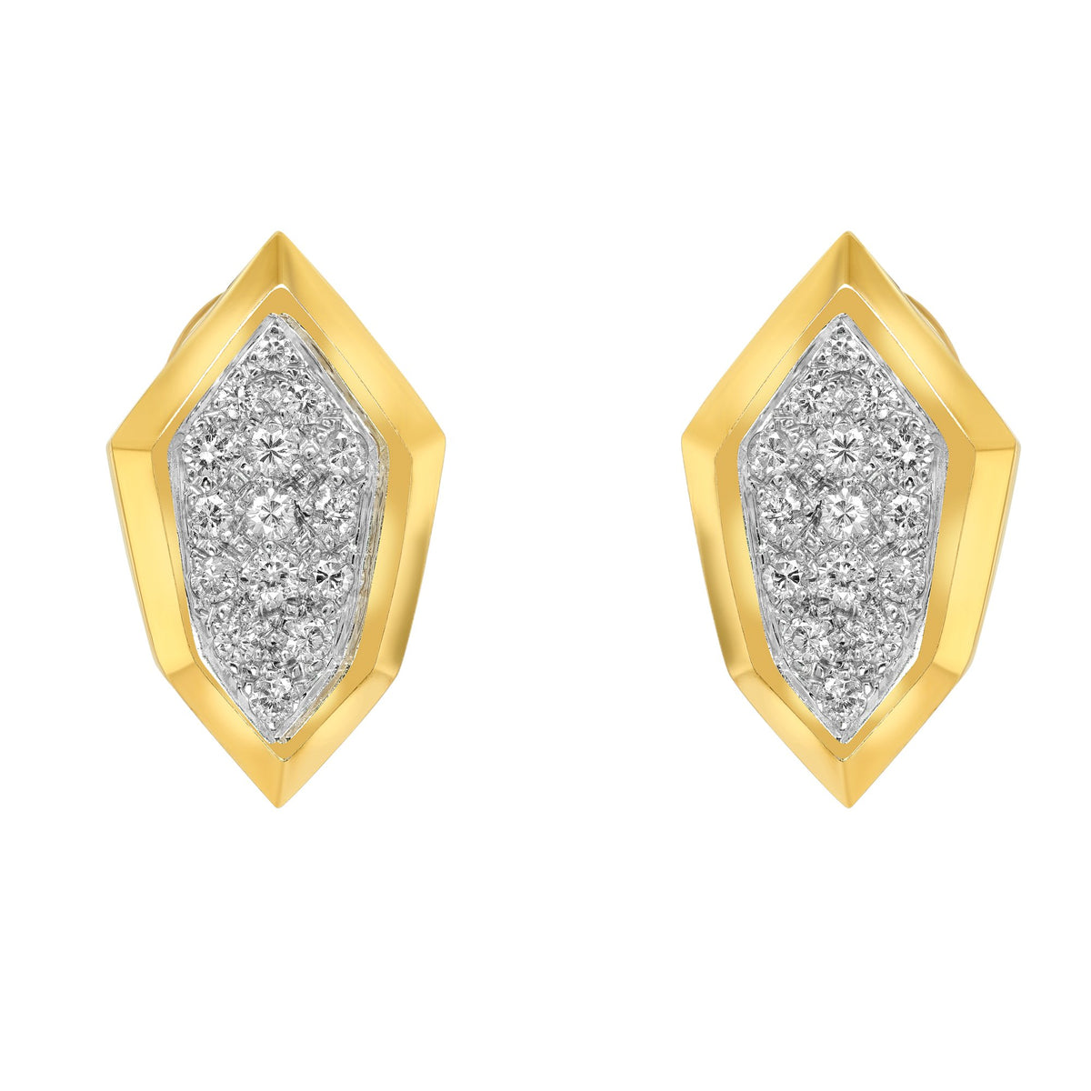 Jay Feder 14K Yellow Gold Diamond Geometric Earrings