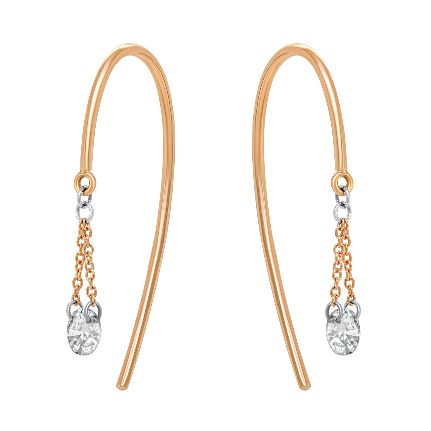 Jay Feder 14K Rose Gold Dangling Diamond Earrings