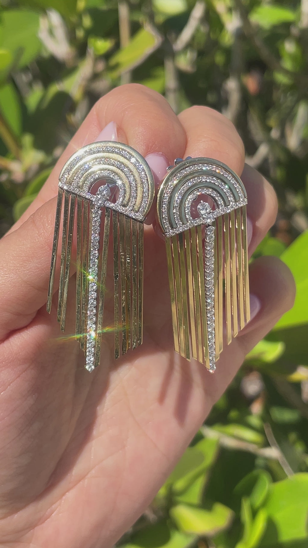 Jay Feder 18k Two Tone Gold Diamond Samba Drop Dangle Earrings