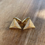 JAY FEDER 14K YELLOW GOLD DIAMOND TRIANGLE CUFFLINKS