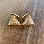 JAY FEDER 14K YELLOW GOLD DIAMOND TRIANGLE CUFFLINKS