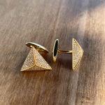 JAY FEDER 14K YELLOW GOLD DIAMOND TRIANGLE CUFFLINKS
