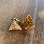 JAY FEDER 14K YELLOW GOLD DIAMOND TRIANGLE CUFFLINKS