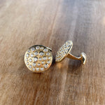 JAY FEDER 14K YELLOW GOLD DIAMOND BEZEL SET CUFFLINKS