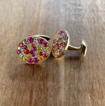 JAY FEDER 14K YELLOW GOLD SAPPHIRE DIAMOND CUFFLINKS