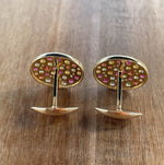 JAY FEDER 14K YELLOW GOLD SAPPHIRE DIAMOND CUFFLINKS
