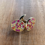 JAY FEDER 14K YELLOW GOLD SAPPHIRE DIAMOND CUFFLINKS