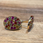 JAY FEDER 14K YELLOW GOLD SAPPHIRE DIAMOND CUFFLINKS