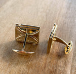 JAY FEDER 14K YELLOW GOLD SAPPHIRE AND DIAMOND CUFFLINKS