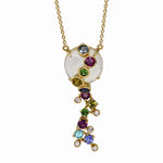 Laura Medine 18k Yellow Gold Moonstone Multi-colored Stone Necklace