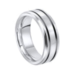 Jay Feder Matte Titanium Band  Black Lines Ring - Jay Feder Jewelers