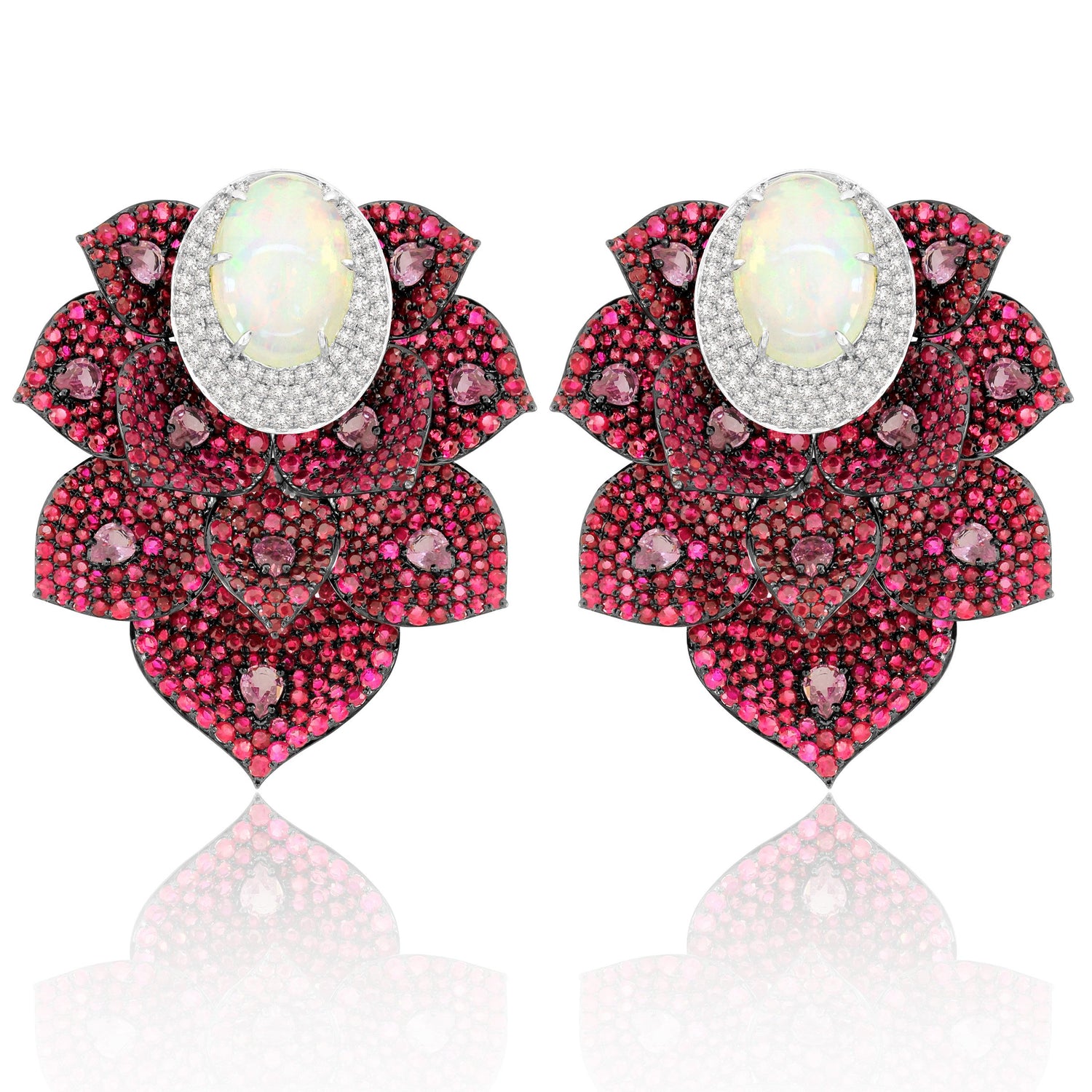 Sutra 18K White Kashmir collection opal ruby Earrings - Jay Feder Jewelers