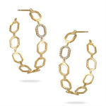 DOVES 18K YELLOW GOLD DIAMOND FIBONACCI HOOP EARRINGS