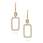 DOVES 18K YELLOW GOLD DIAMOND RECTANGLE DROP DANGLE EARRINGS
