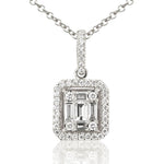 Jay Feder 18K White gold invisible set rectangle diamond necklace