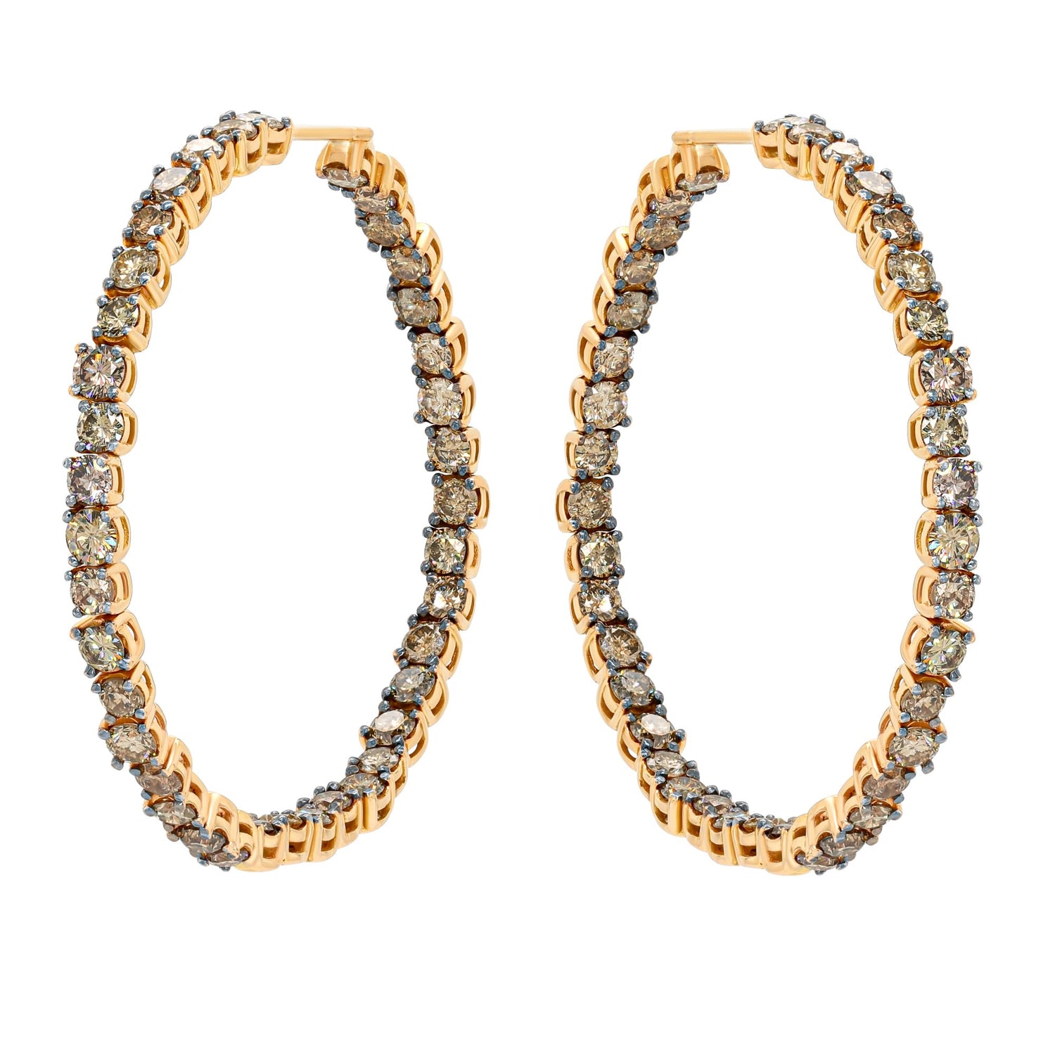 Suzanne Kalan 18K Rose Gold Diamond Hoop Earrings
