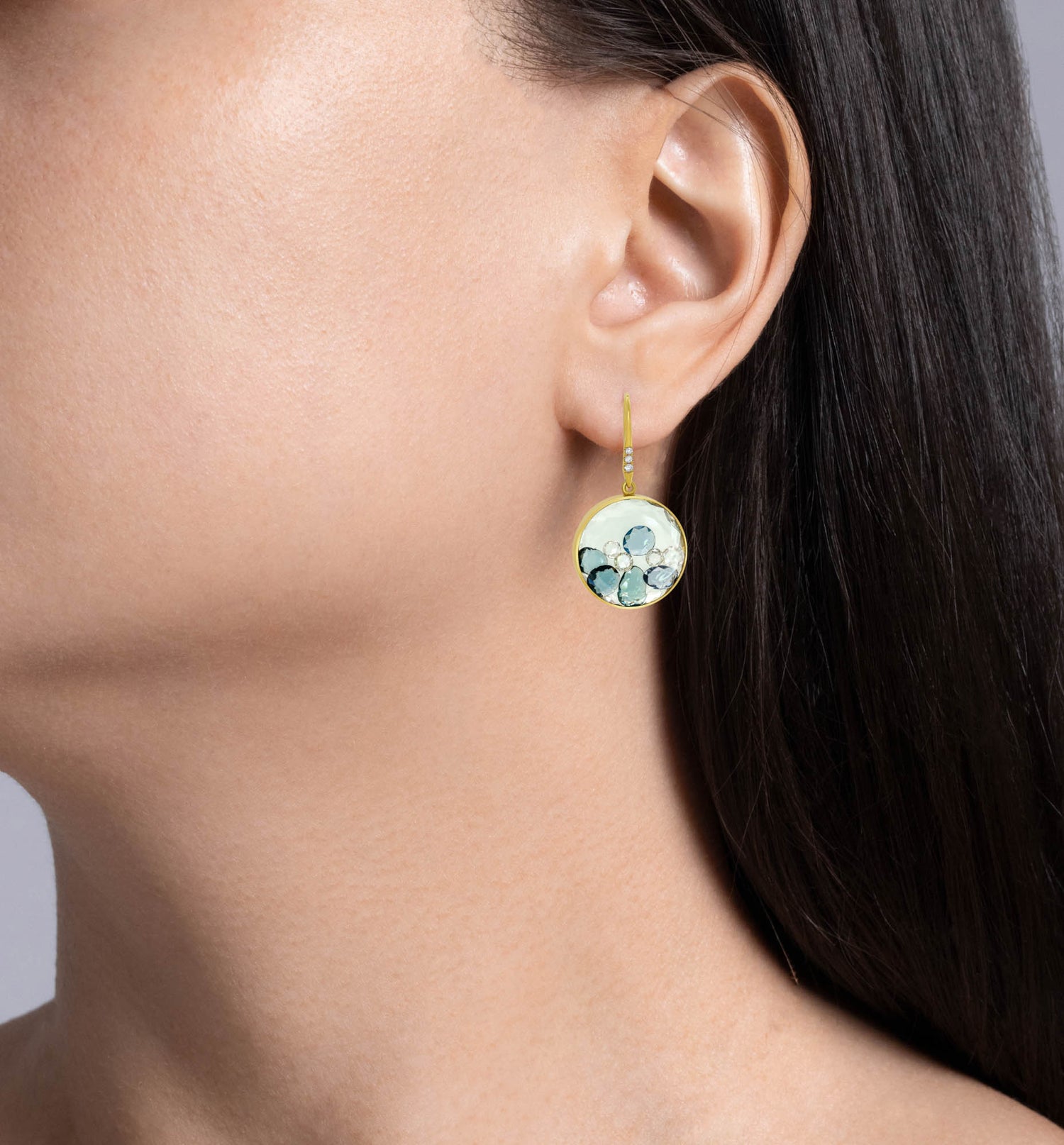 Moritz Glik 18K Yellow Gold Sapphire Diamond Shaker Earrings'