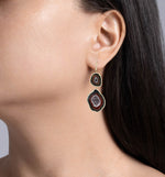 Jay Feder 14k Yellow gold diamond Agate Geode Drop Earrings