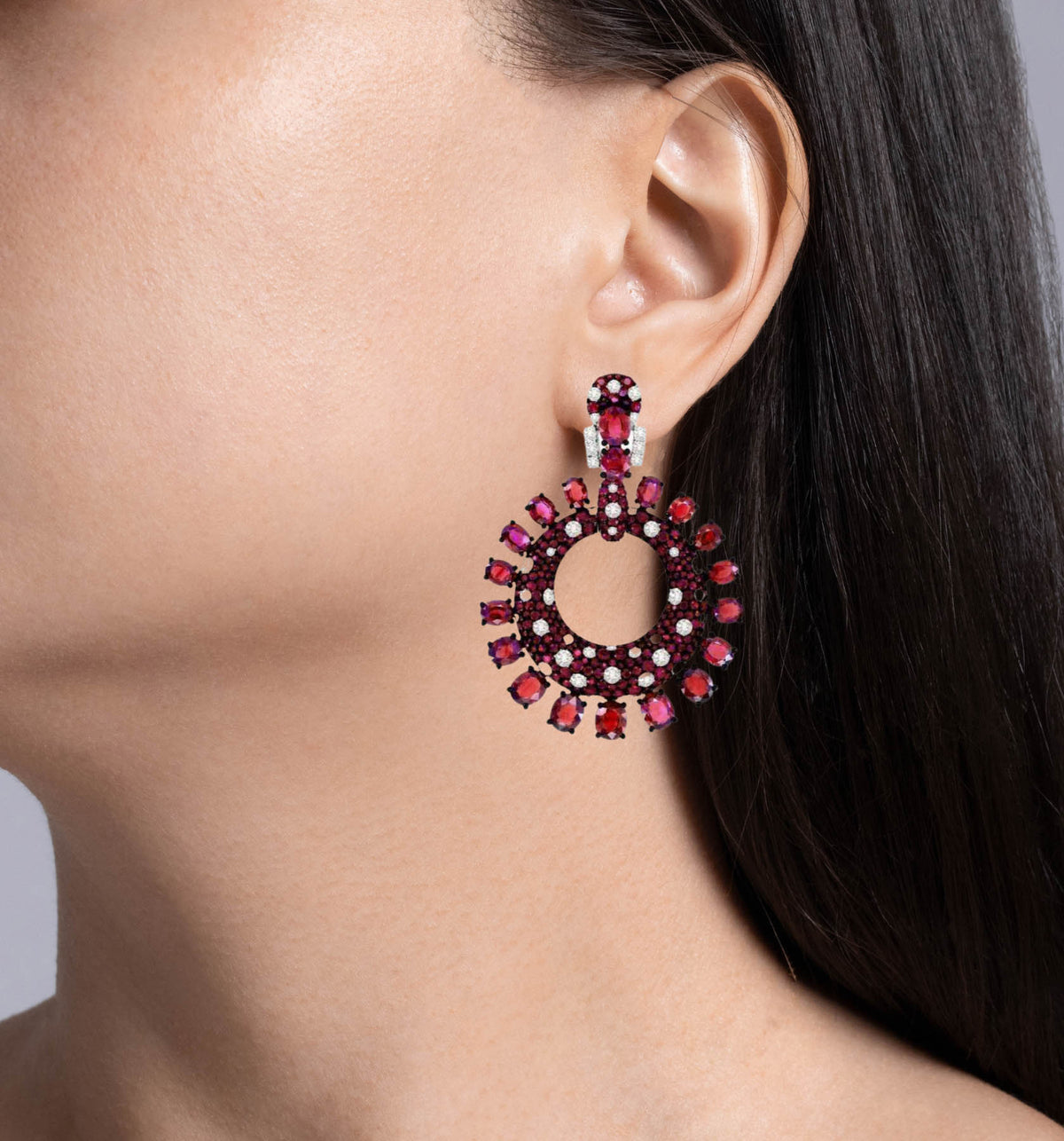 Sutra 18K Ruby diamond Earrings