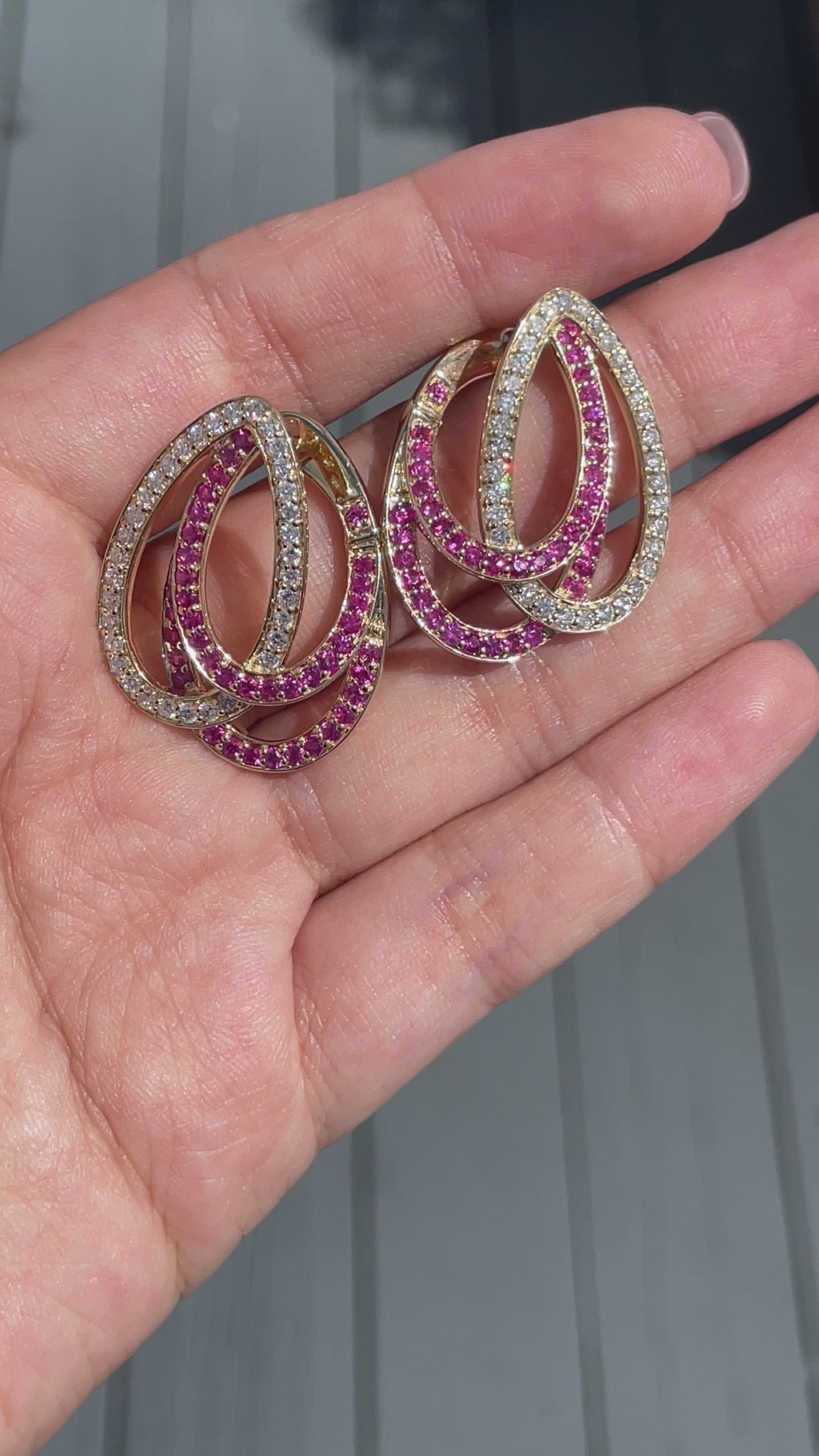 Jay Feder 14k Yellow Gold Ruby and Diamond Drop Earrings