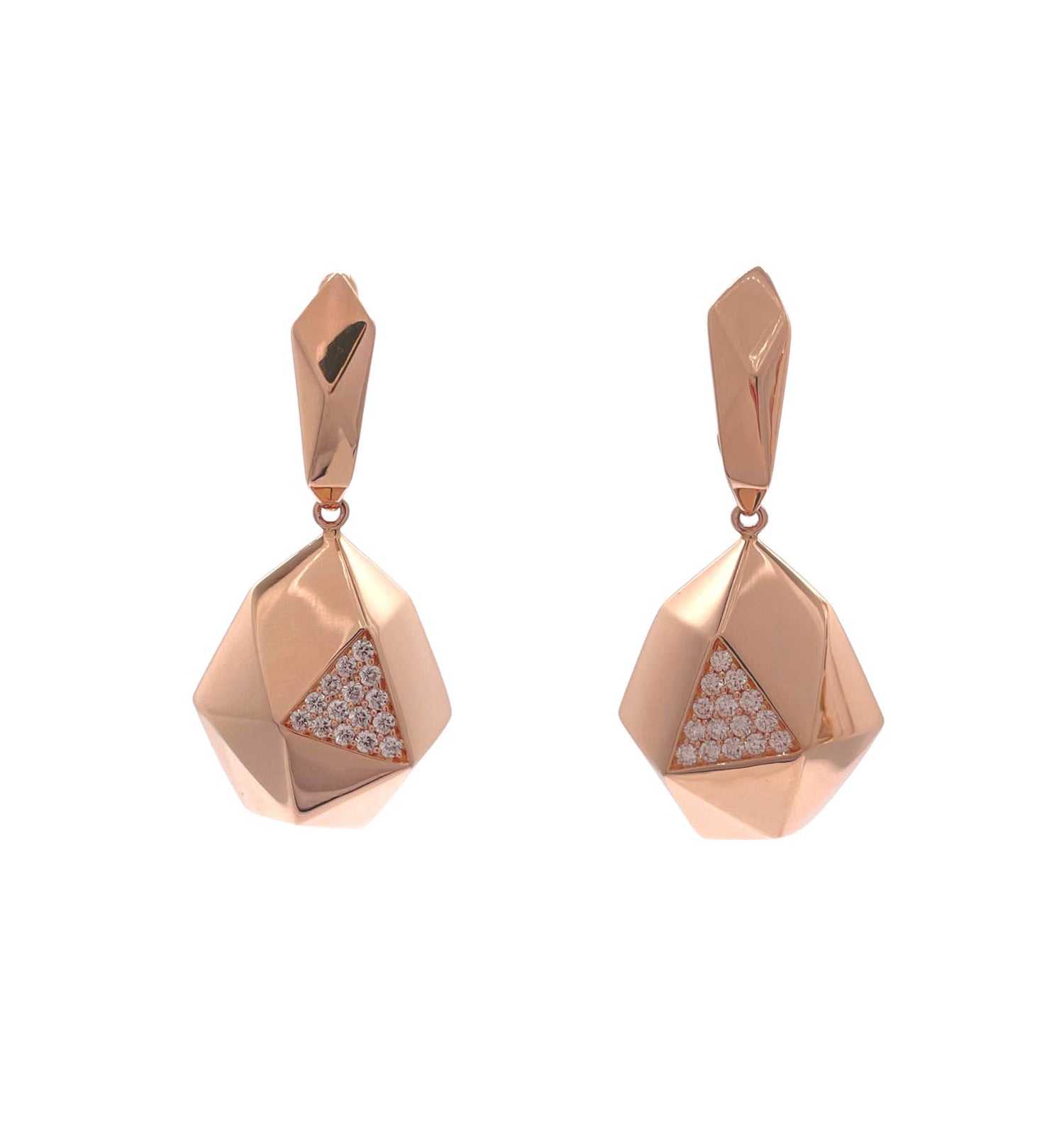 Sofragem 18k Rose Gold Diamond Geodome Drop Dangle Earrings
