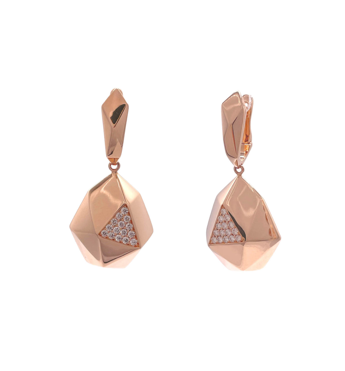 Sofragem 18k Rose Gold Diamond Geodome Drop Dangle Earrings