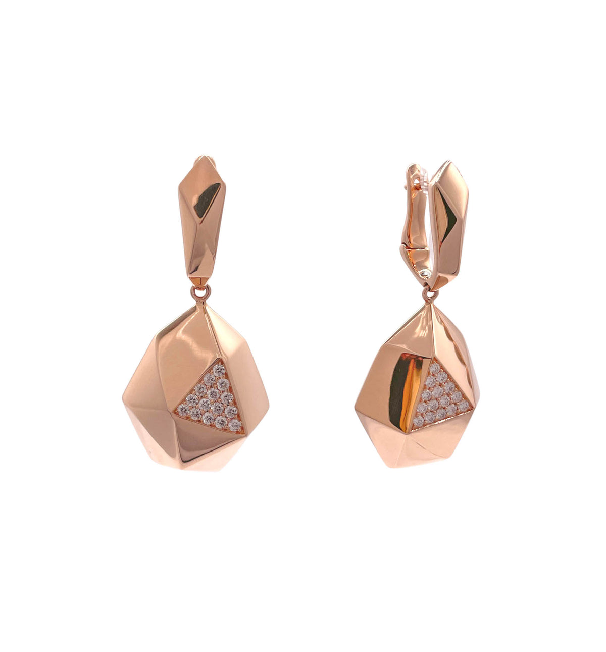 Sofragem 18k Rose Gold Diamond Geodome Drop Dangle Earrings