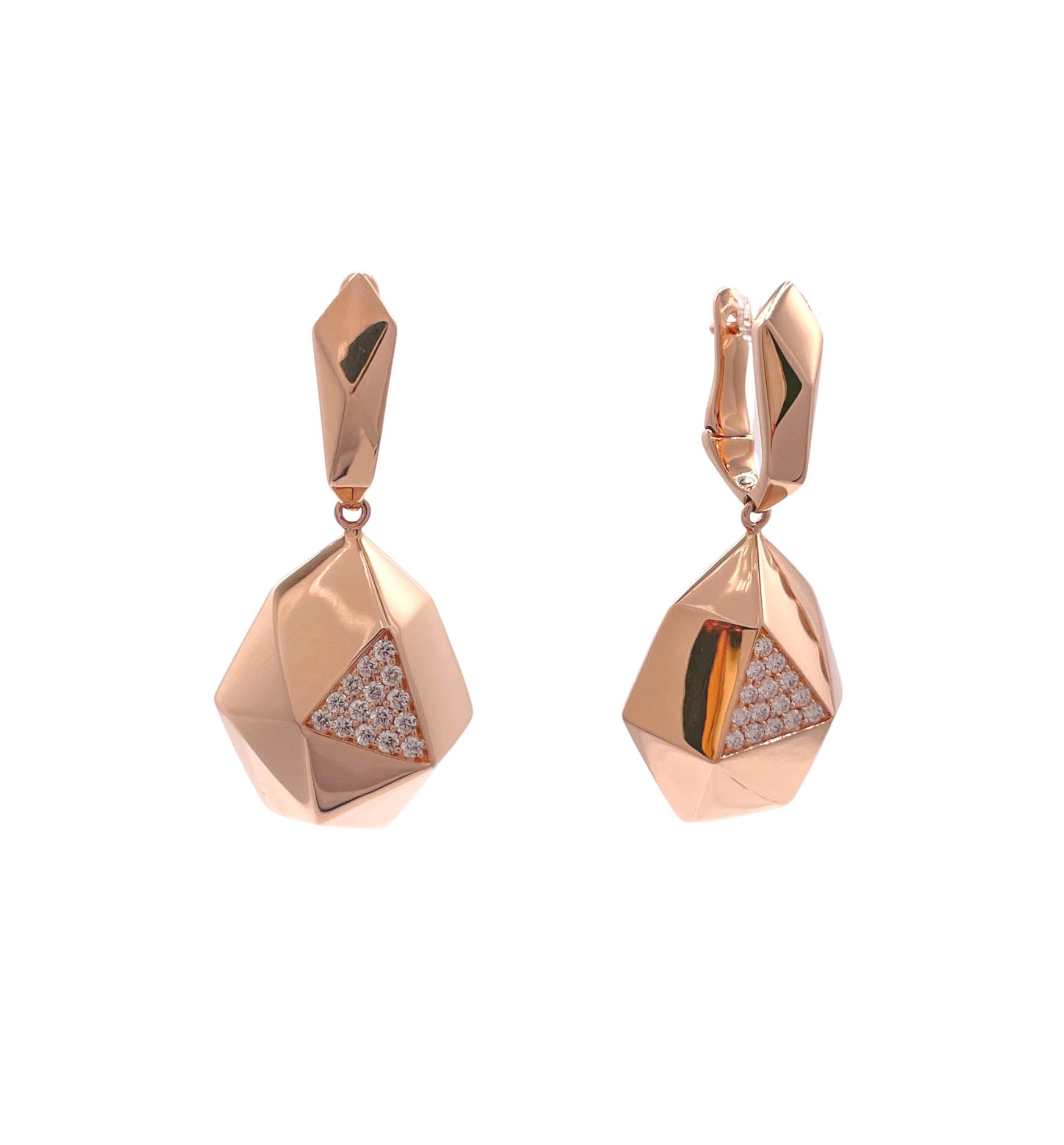 Sofragem 18k Rose Gold Diamond Geodome Drop Dangle Earrings