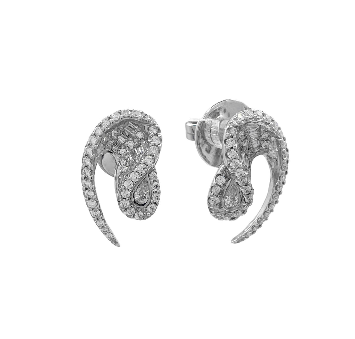 Kavant & Sharart 18K White Gold Diamond Talay Wave Earrings