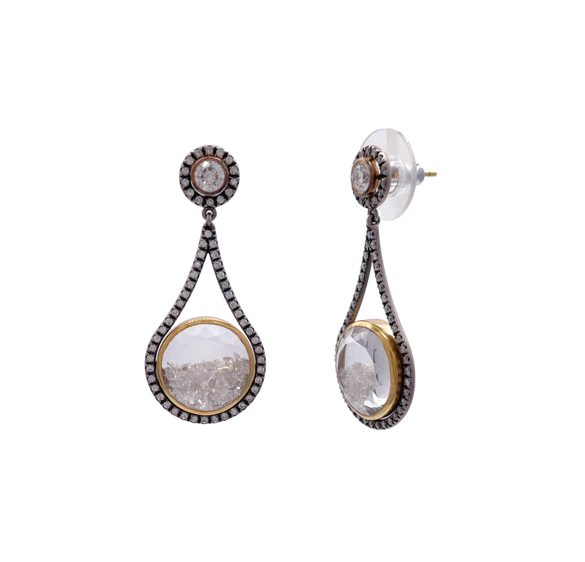 Moritz Glik 18K Yellow Gold Palladium Diamond Shaker Earrings