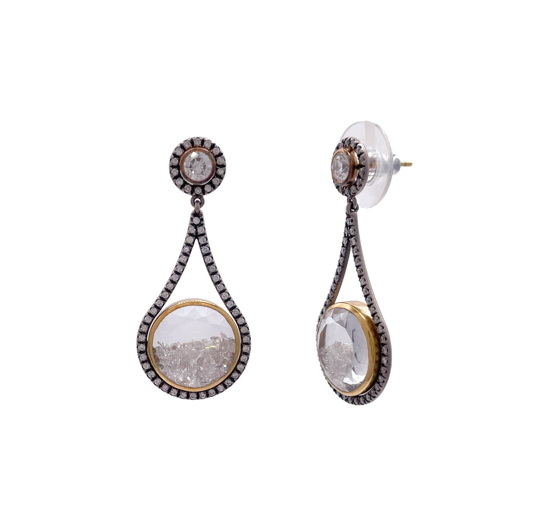 Moritz Glik 18K Yellow Gold Palladium Diamond Shaker Earrings