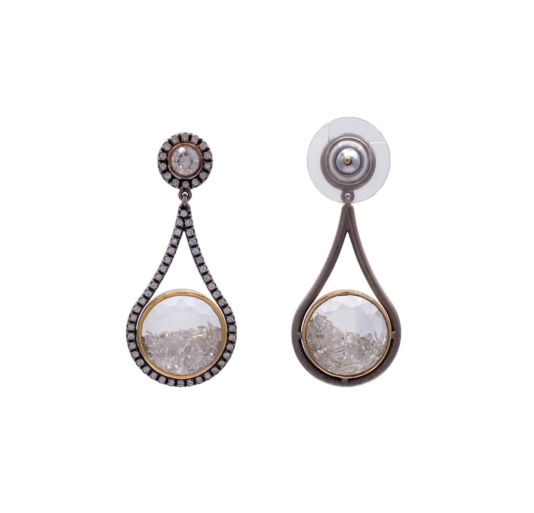 Moritz Glik 18K Yellow Gold Palladium Diamond Shaker Earrings