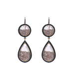 Moritz Glik 18K Yellow Gold Blackened Silver Champagne Diamond Double Drop Shaker Earrings