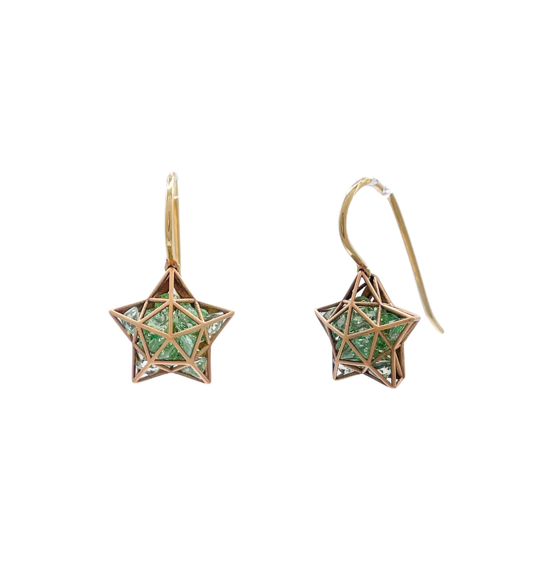 Roule & Co. 18K Yellow Gold Mint Tsavorite Roulette Star Earring